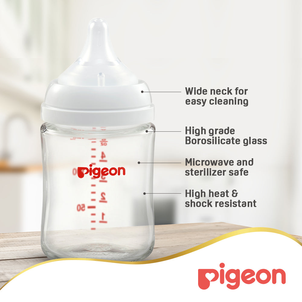Pigeon Softouch Wide Neck Glass Feeding Bottle 160 ml Pigeon Yallatoys