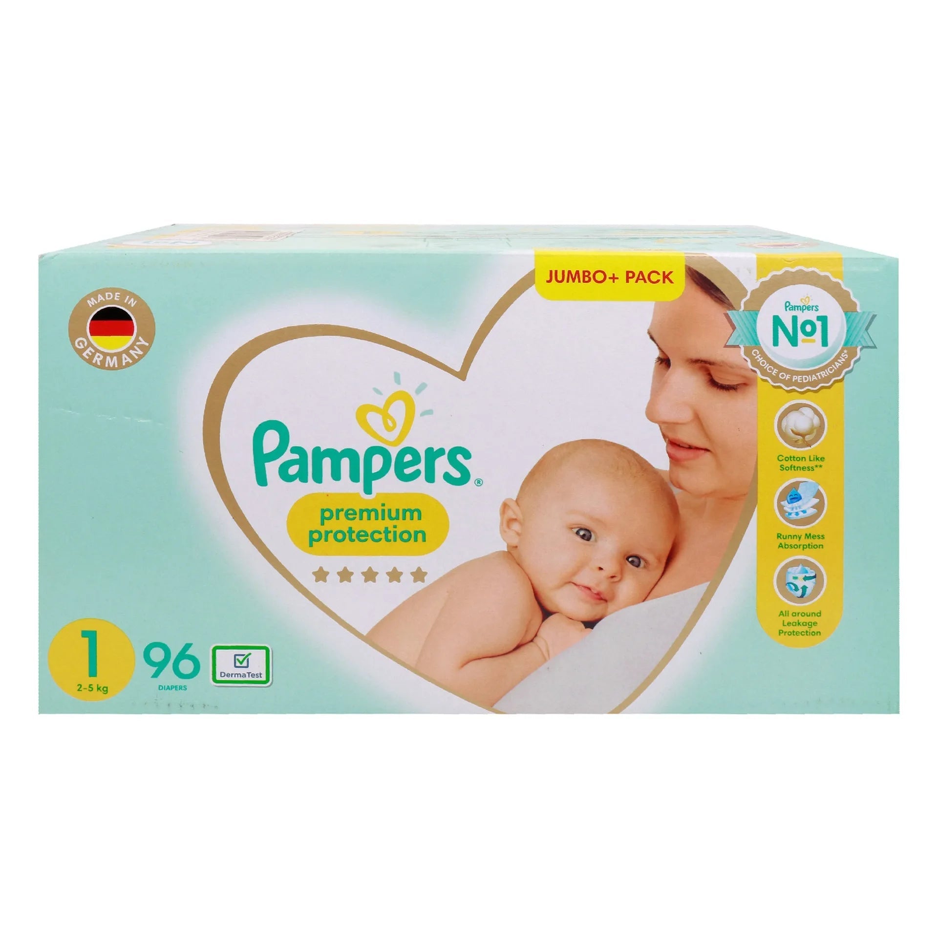 Pampers Premium Protection Diapers Size 1-96  (Mega Box) Pampers Yallatoys