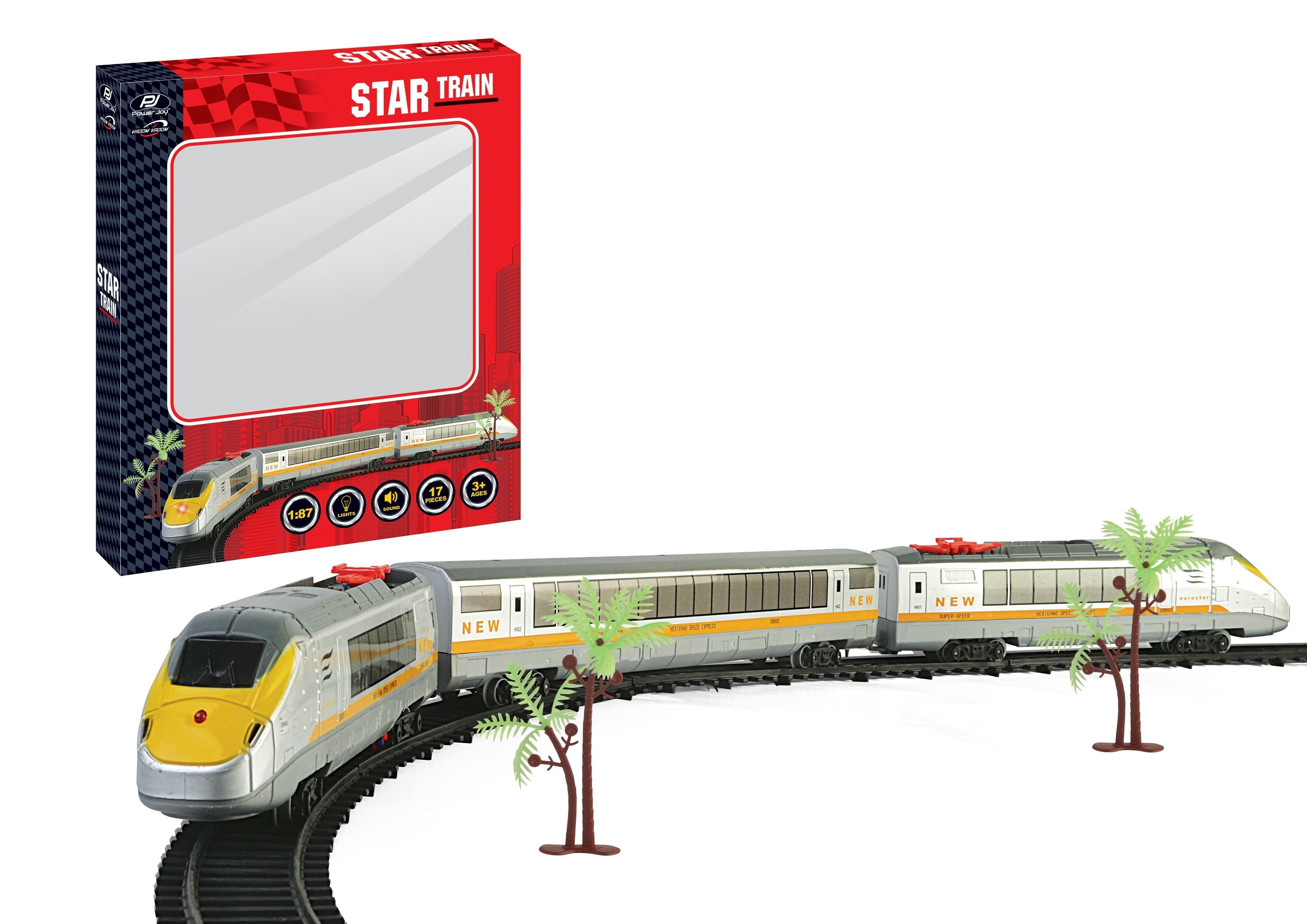 Power Joy Vroom Star Metro 17Piece Toy Train Set with Music & Lights Power Joy Yallatoys