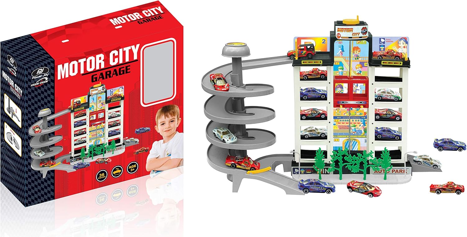 Power Joy Vroom Motor City Garage With 4 Cars Power Joy Yallatoys