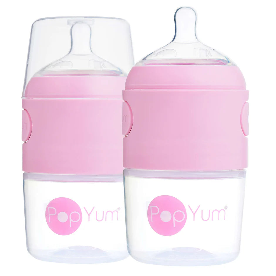 PopYum 5 oz Pink Anti-Colic Formula Making Baby Bottles 2 Pack