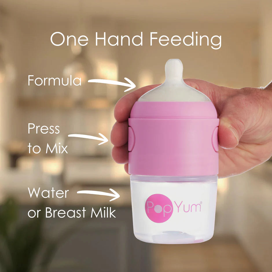 PopYum 5 oz Pink Anti-Colic Formula Making Baby Bottles 2 Pack