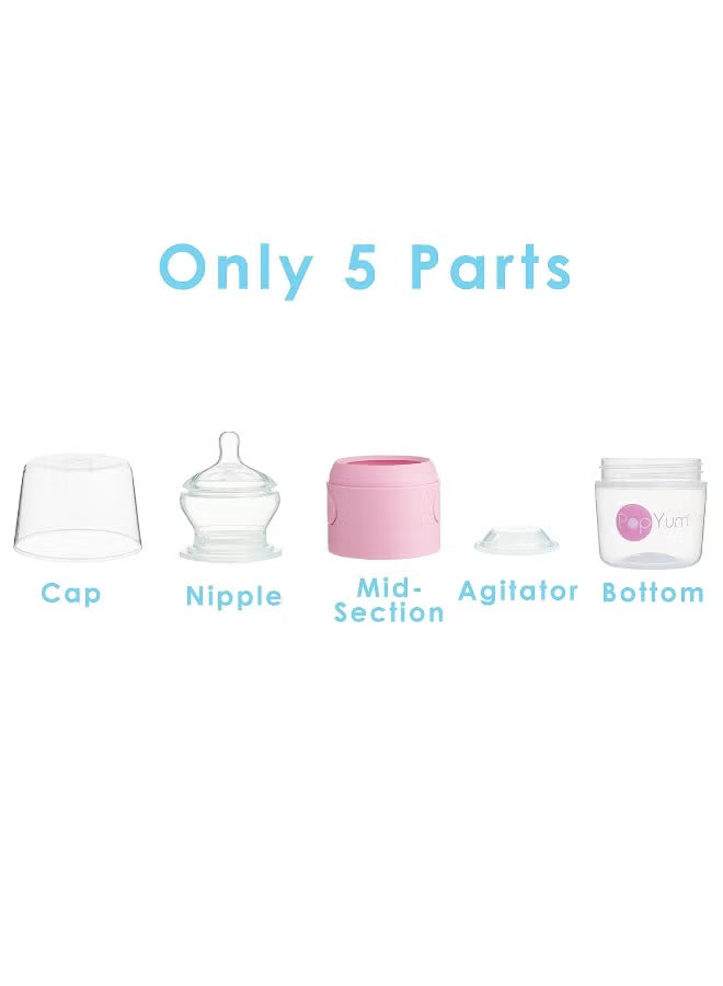PopYum 5 oz Pink Anti-Colic Formula Making Baby Bottles 2 Pack