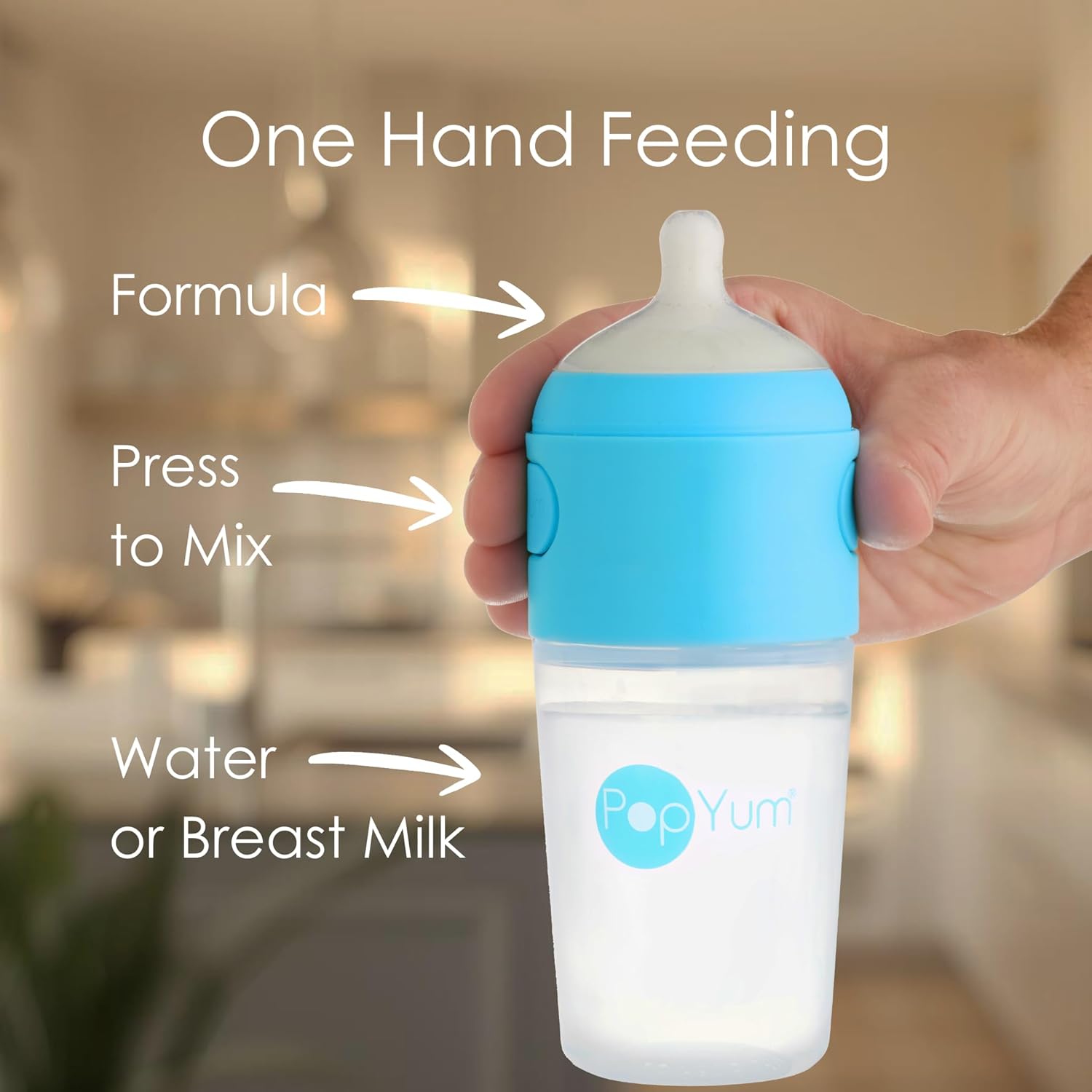 PopYum 9 oz Blue Anti-Colic Formula Making Baby Bottles 2 Pack