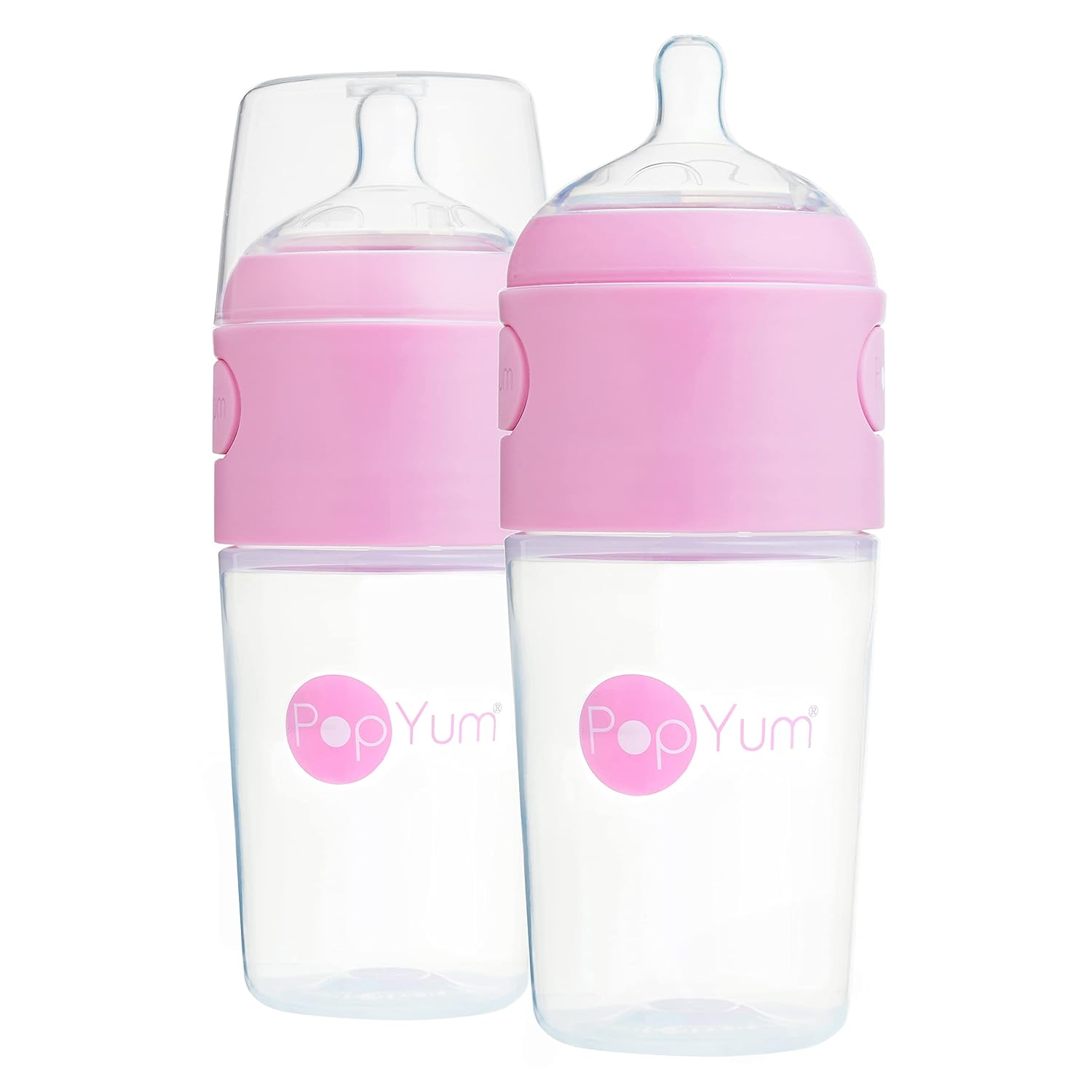 PopYum 9 oz Pink Anti-Colic Formula Making Baby Bottles 2 Pack