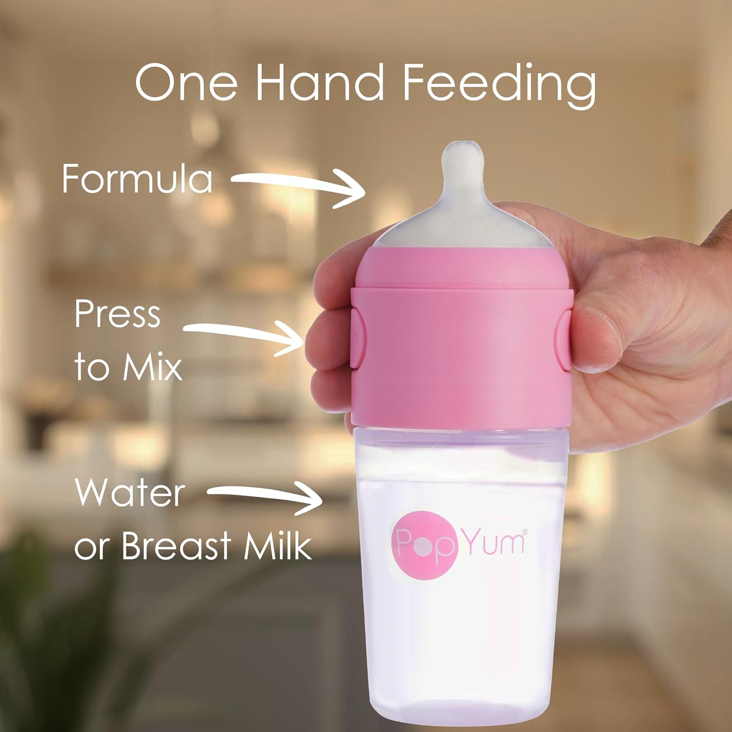 PopYum 9 oz Pink Anti-Colic Formula Making Baby Bottles 2 Pack