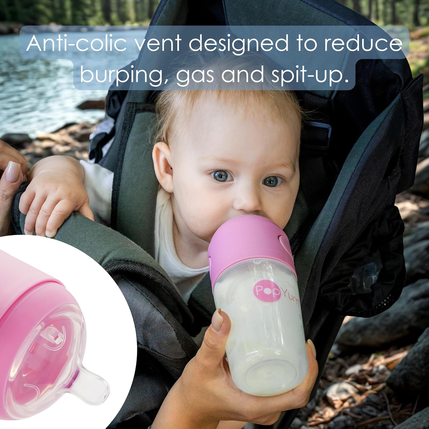 PopYum 9 oz Pink Anti-Colic Formula Making Baby Bottles 2 Pack