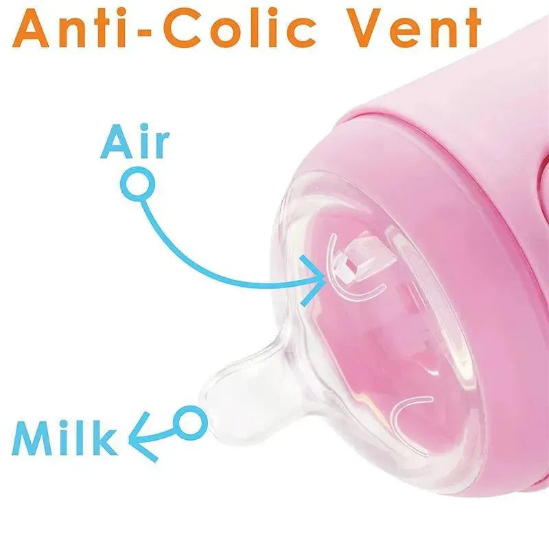 PopYum 9 oz Pink Anti-Colic Formula Making Baby Bottles 2 Pack