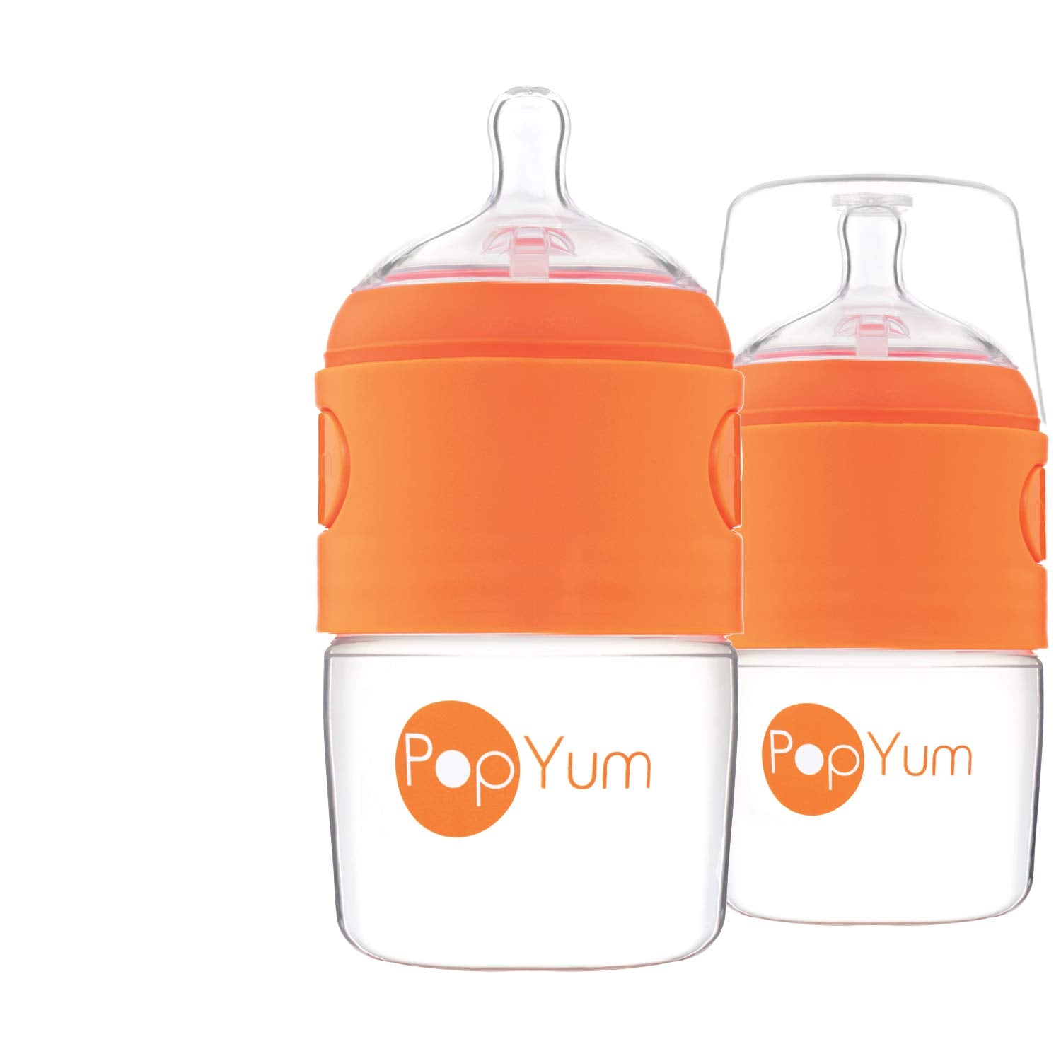 PopYum 5 oz Orange Anti-Colic Formula Making Baby Bottles 2 Pack