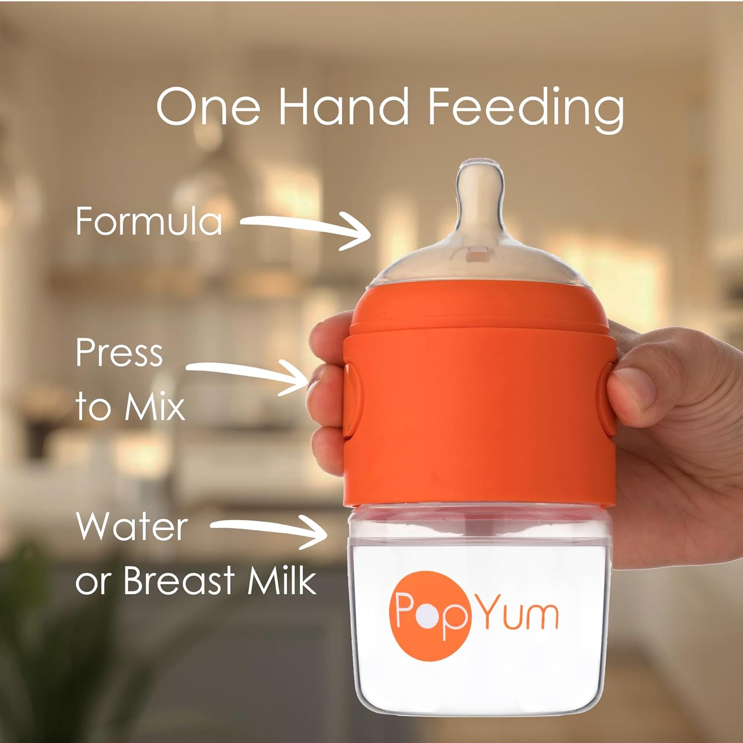 PopYum 5 oz Orange Anti-Colic Formula Making Baby Bottles 2 Pack