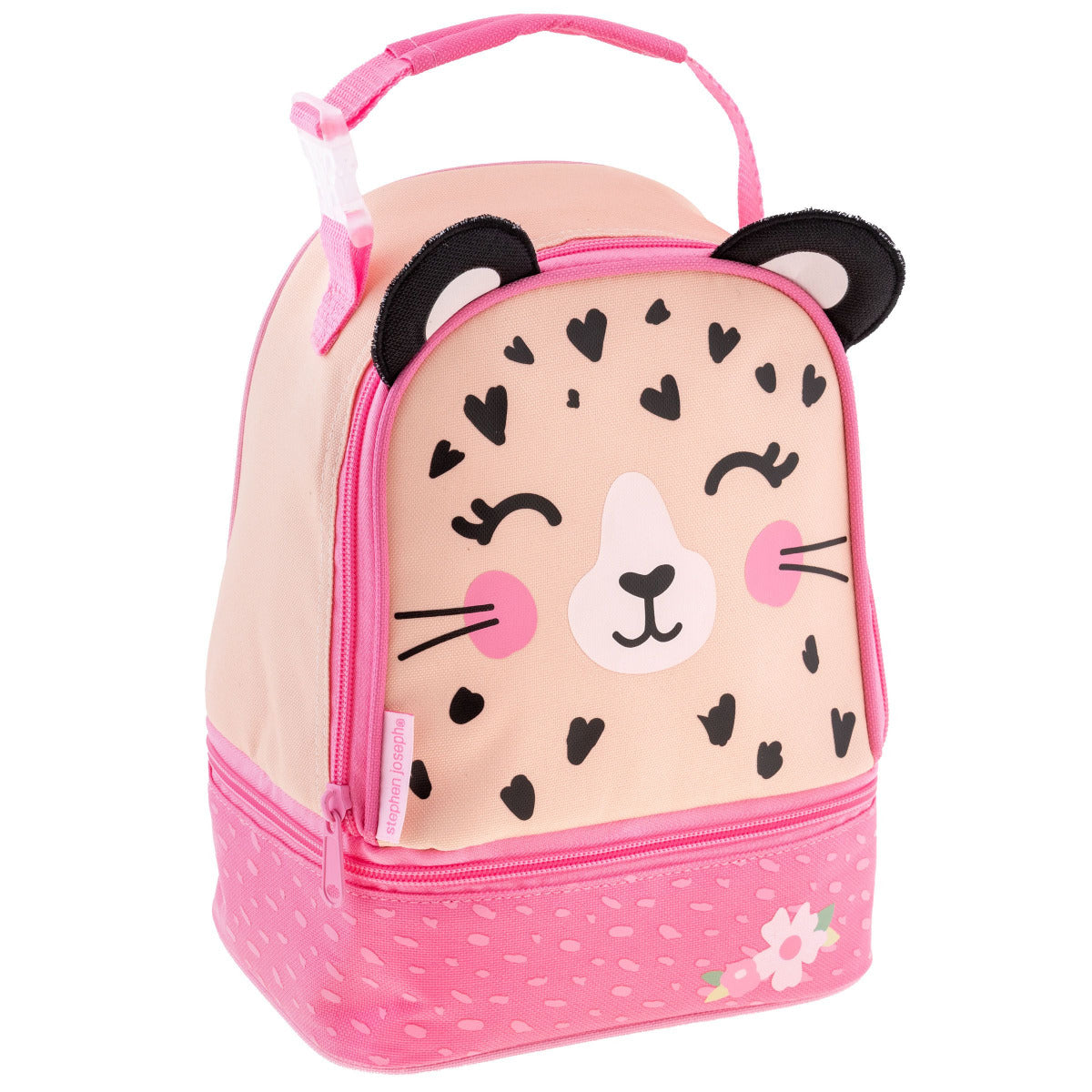 Pink Leopard Print Kids Insulated Lunch Bag