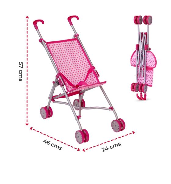 Pink doll pram stroller for toddler role play