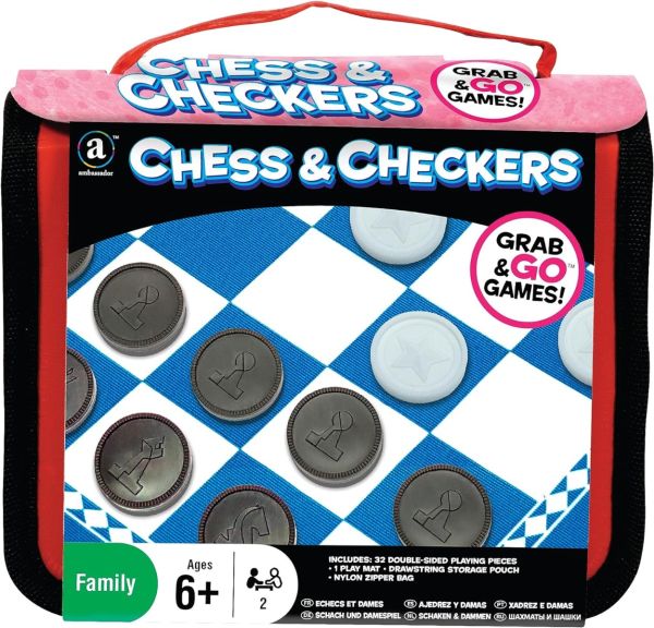 Portable 2-in-1 Chess Checkers Kit