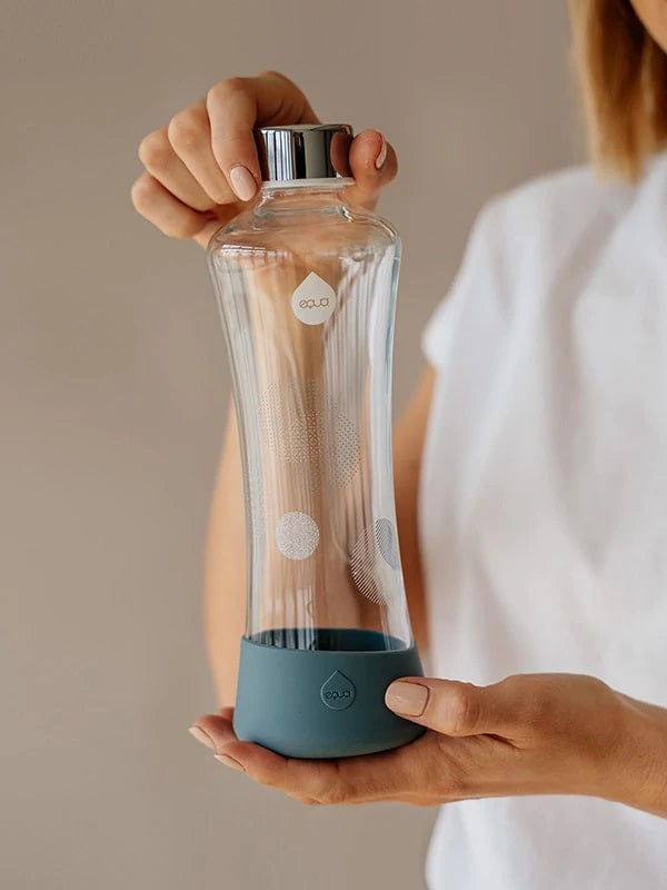 Premium Silver Metallic Equa Glass Bottle