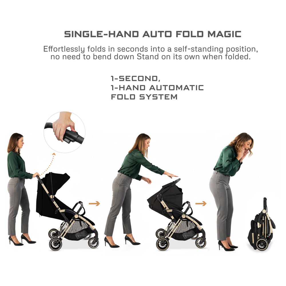 Neobreez Theta Auto Fold Compact Lightweight Travel Stroller Black