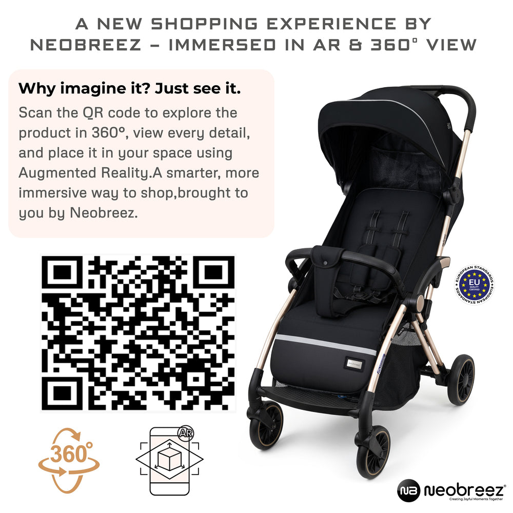 Neobreez Theta Auto Fold Compact Lightweight Travel Stroller Black