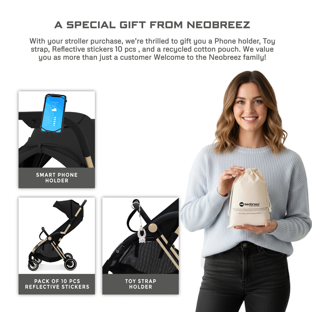 Neobreez Theta Auto Fold Compact Lightweight Travel Stroller Black