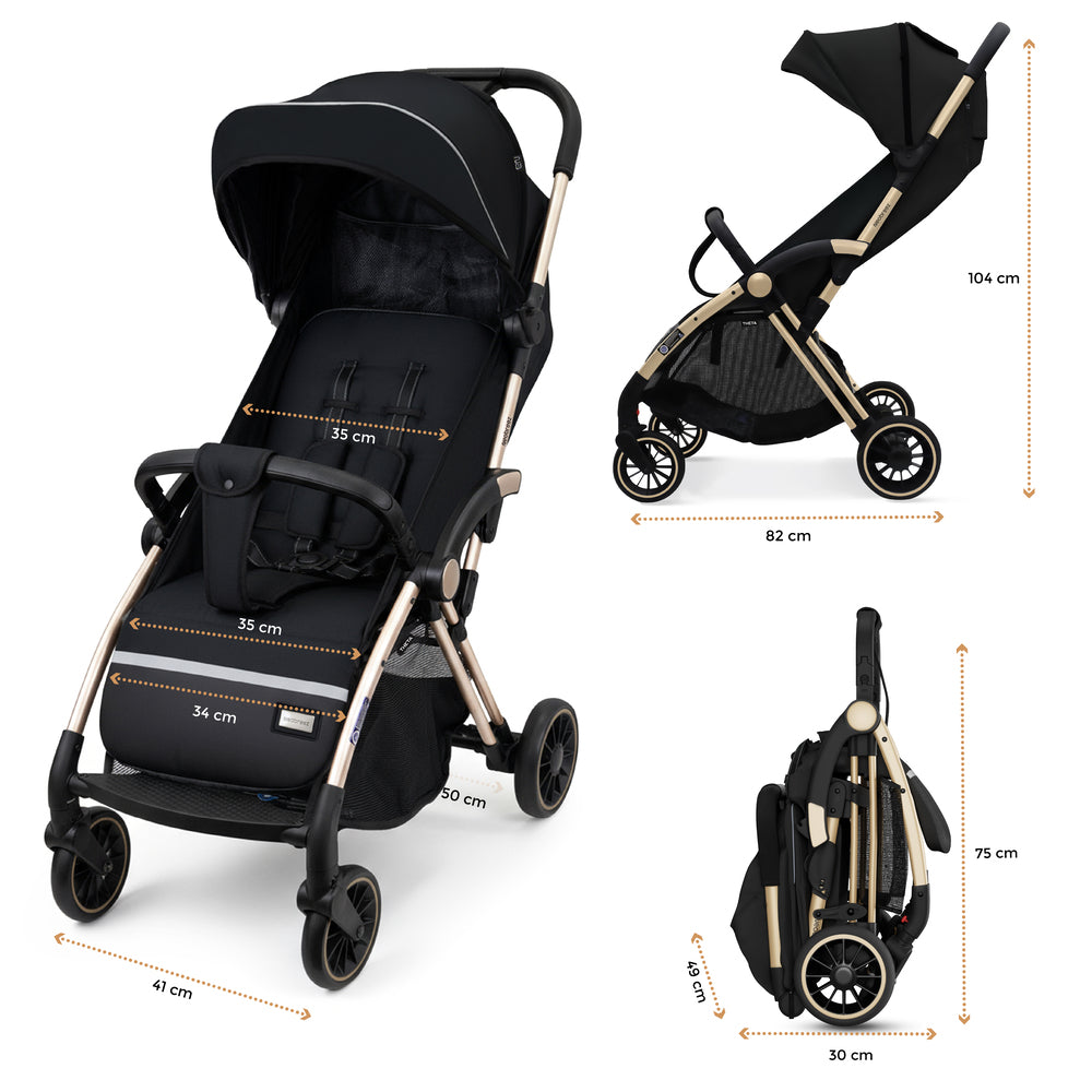 Neobreez Theta Auto Fold Compact Lightweight Travel Stroller Black