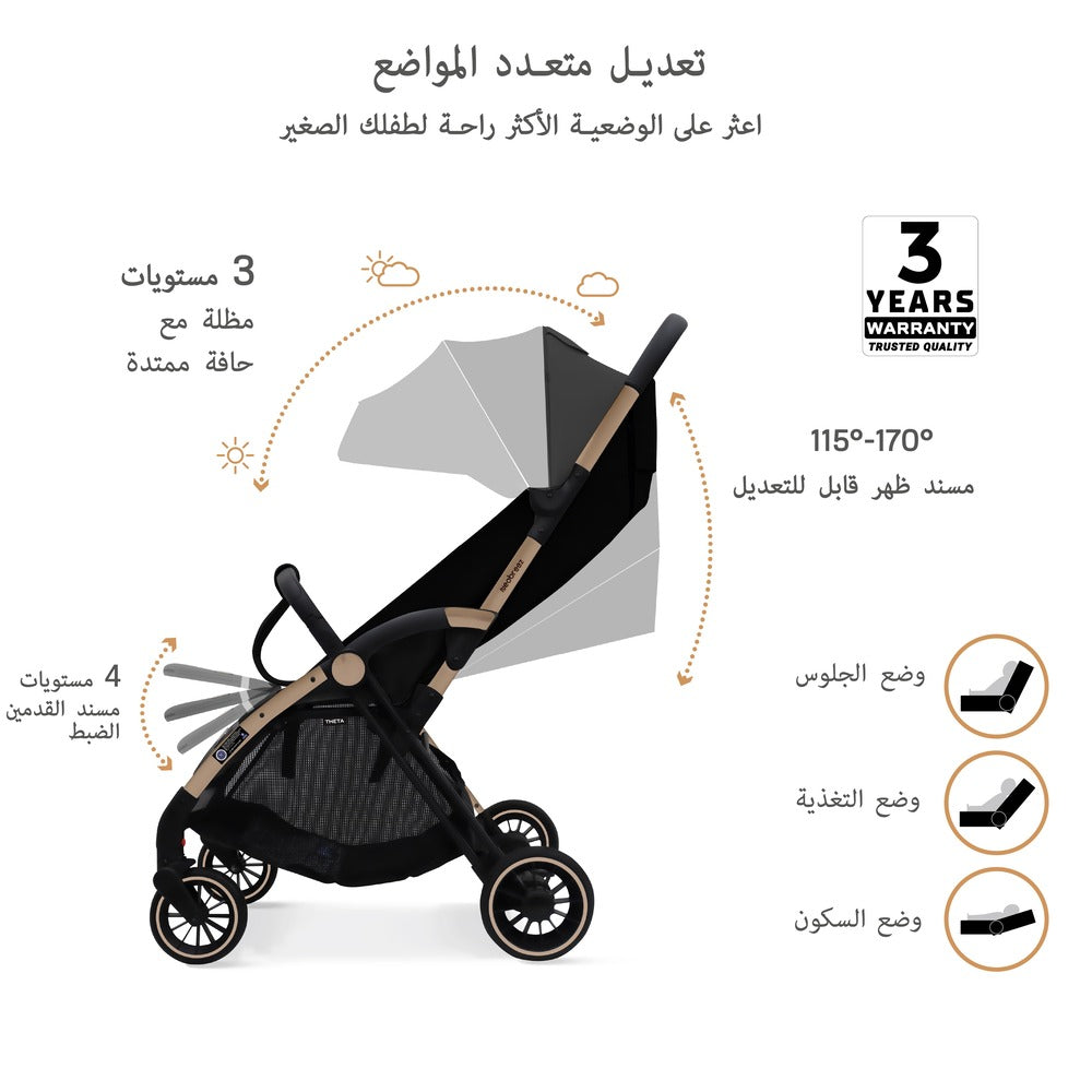 Neobreez Theta Auto Fold Compact Lightweight Travel Stroller Black