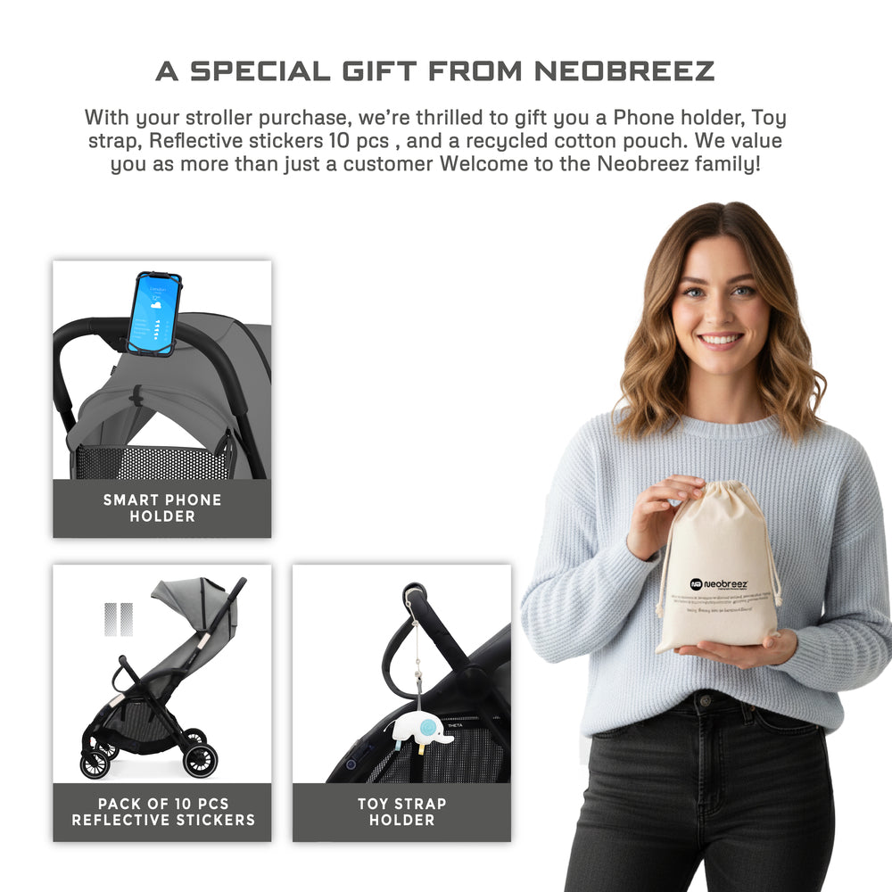 Neobreez Theta Auto Fold Compact Lightweight Travel Stroller Grey Neobreez Yallatoys