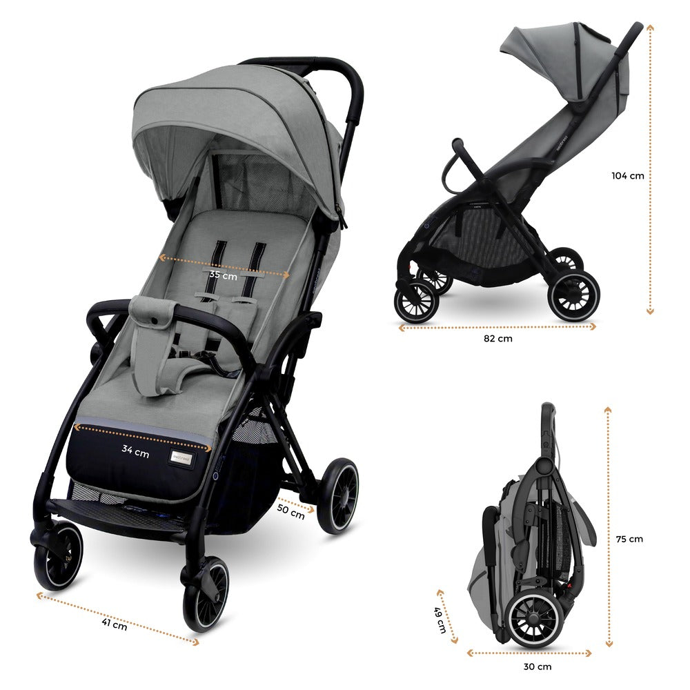 Neobreez Theta Auto Fold Compact Lightweight Travel Stroller Grey Neobreez Yallatoys