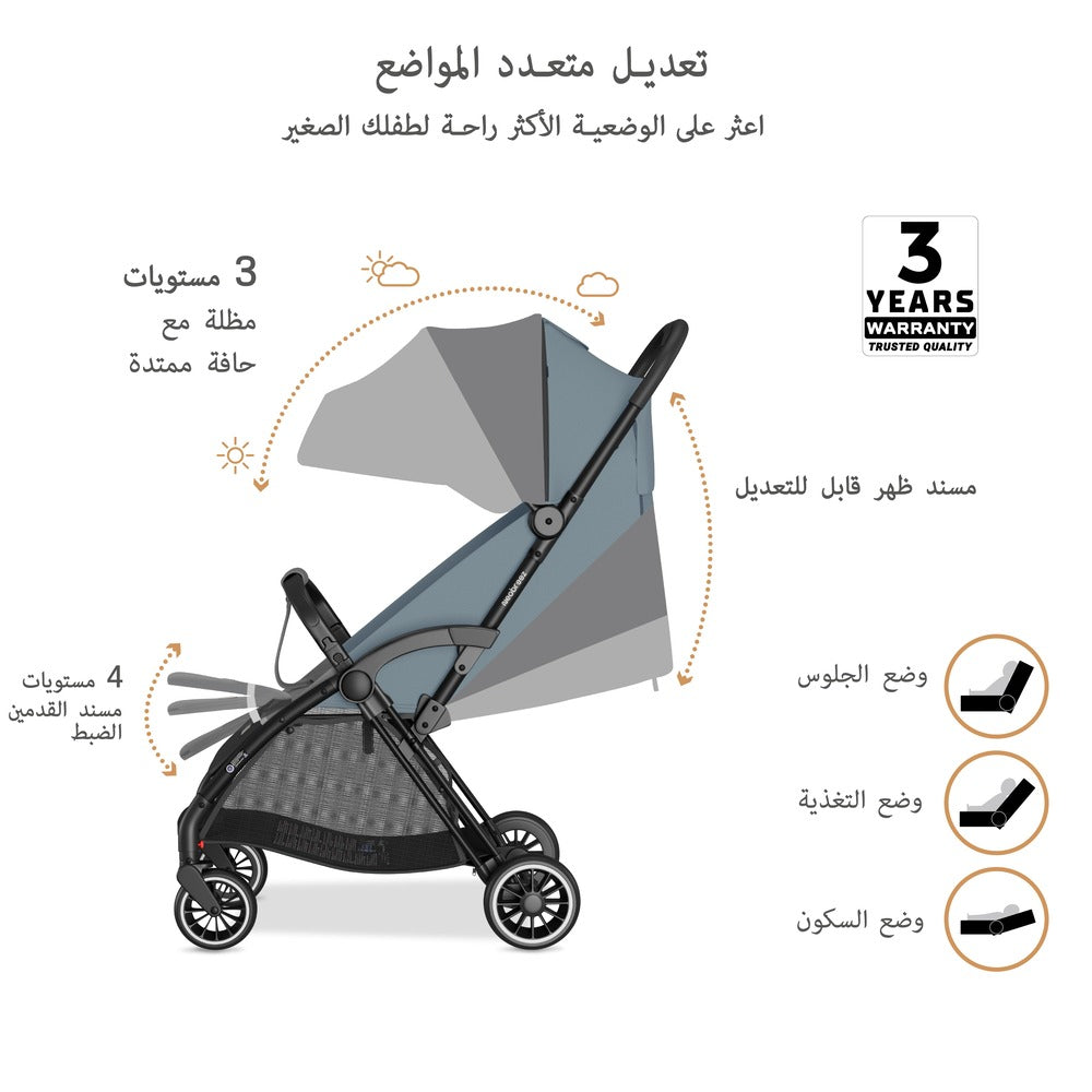 Neobreez Theta Auto Fold Compact Lightweight Travel Stroller Grey Neobreez Yallatoys