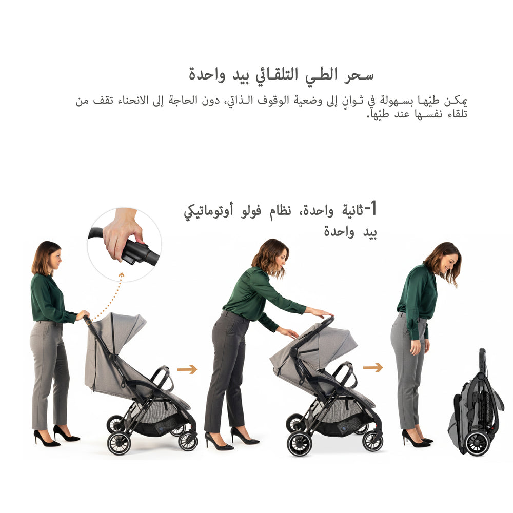 Neobreez Theta Auto Fold Compact Lightweight Travel Stroller Grey Neobreez Yallatoys