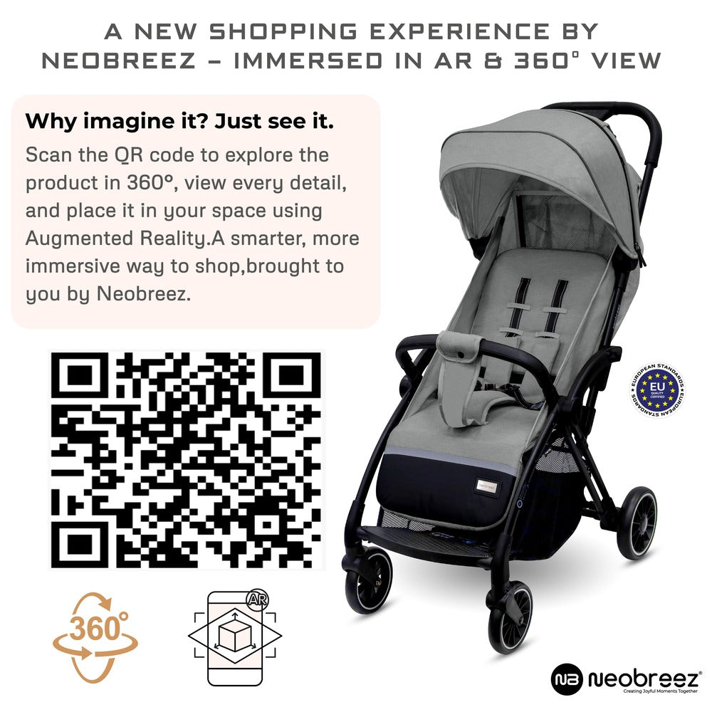 Neobreez Theta Auto Fold Compact Lightweight Travel Stroller Grey Neobreez Yallatoys