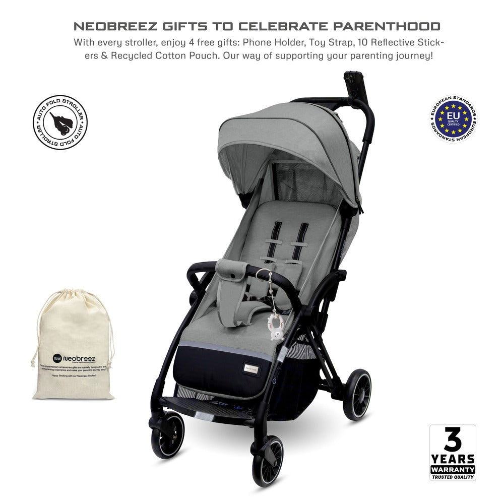 Neobreez Theta Auto Fold Compact Lightweight Travel Stroller Grey Neobreez Yallatoys