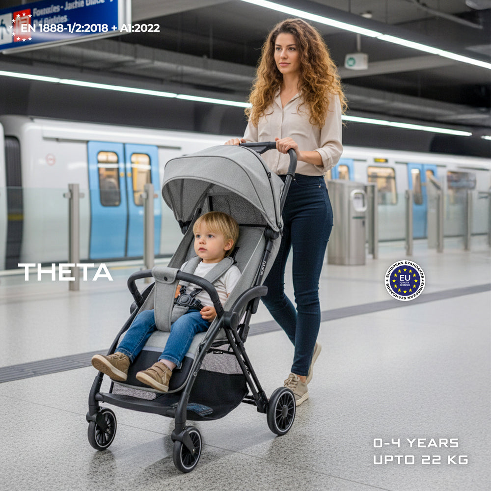 Neobreez Theta Auto Fold Compact Lightweight Travel Stroller Grey Neobreez Yallatoys