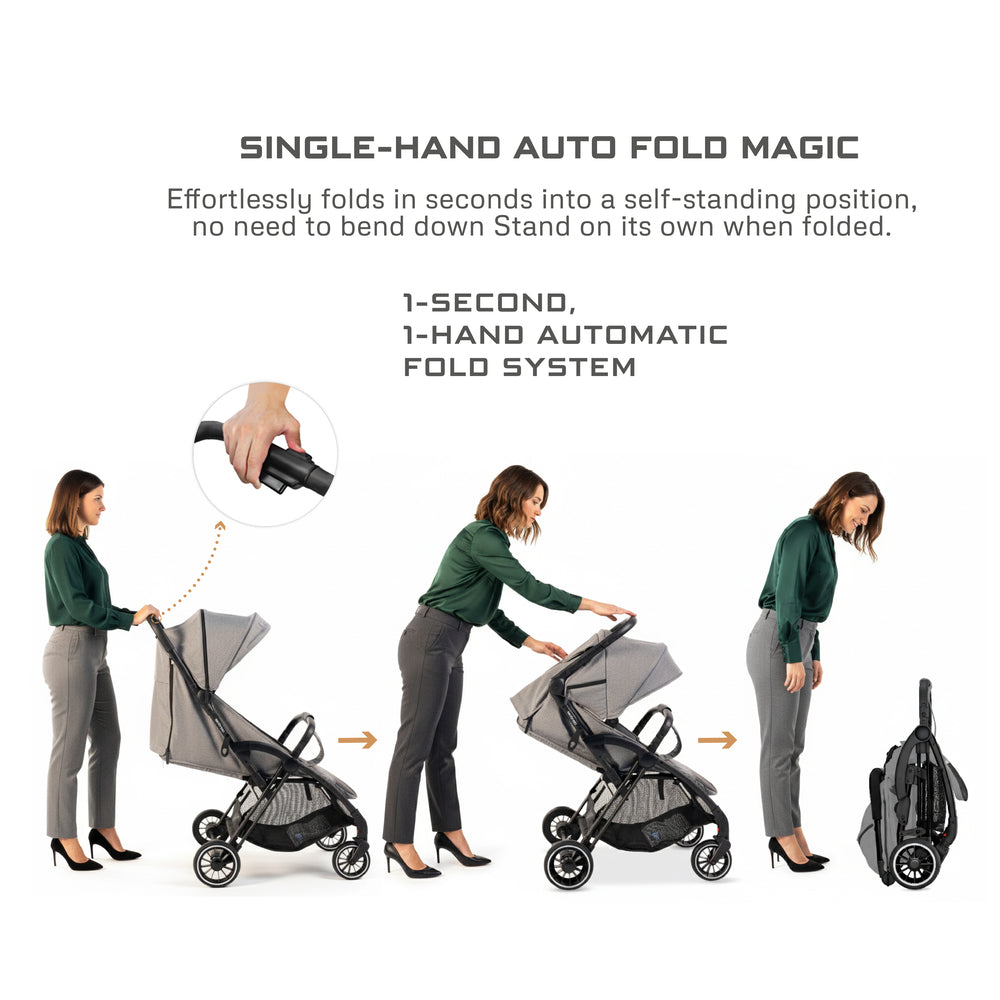 Neobreez Theta Auto Fold Compact Lightweight Travel Stroller Grey Neobreez Yallatoys