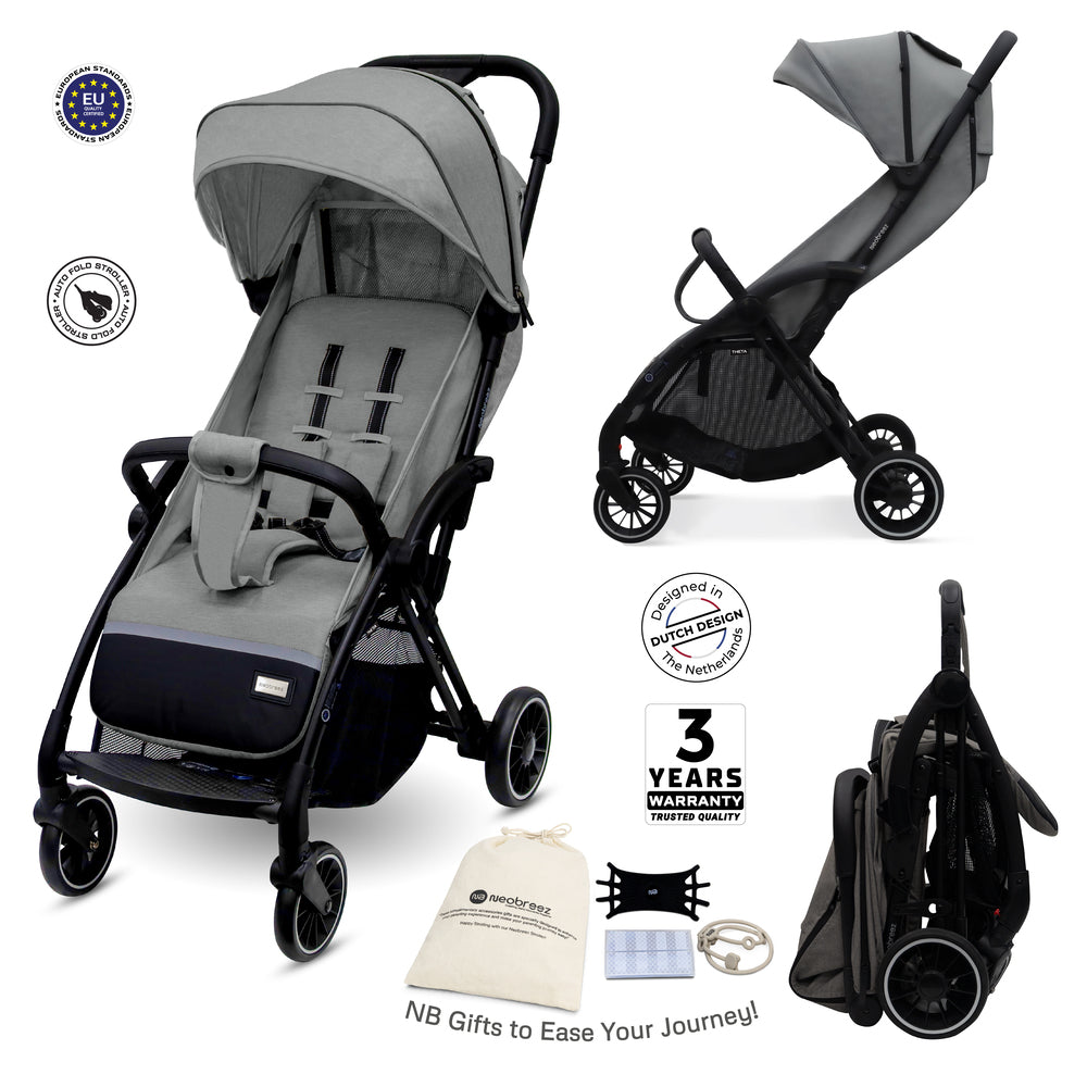 Neobreez Theta Auto Fold Compact Lightweight Travel Stroller Grey