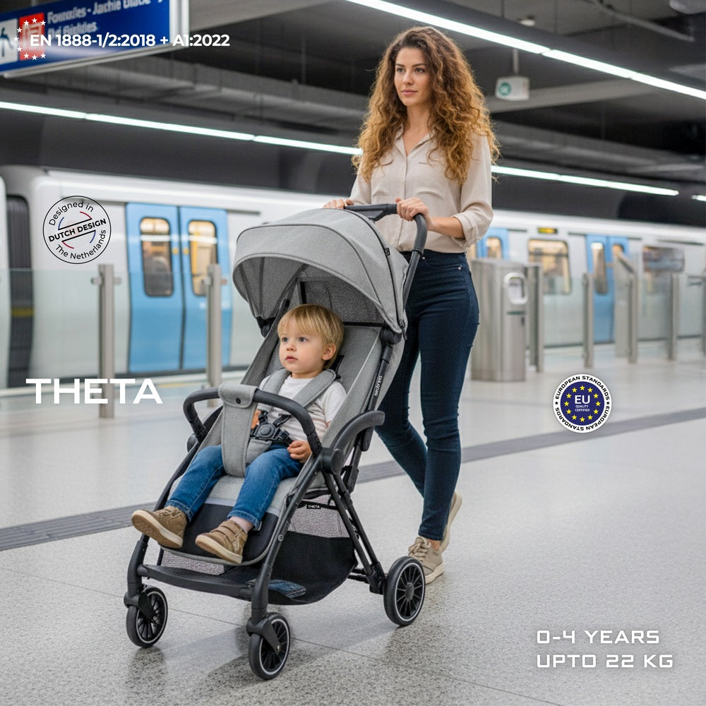 Neobreez Theta Auto Fold Compact Lightweight Travel Stroller Grey