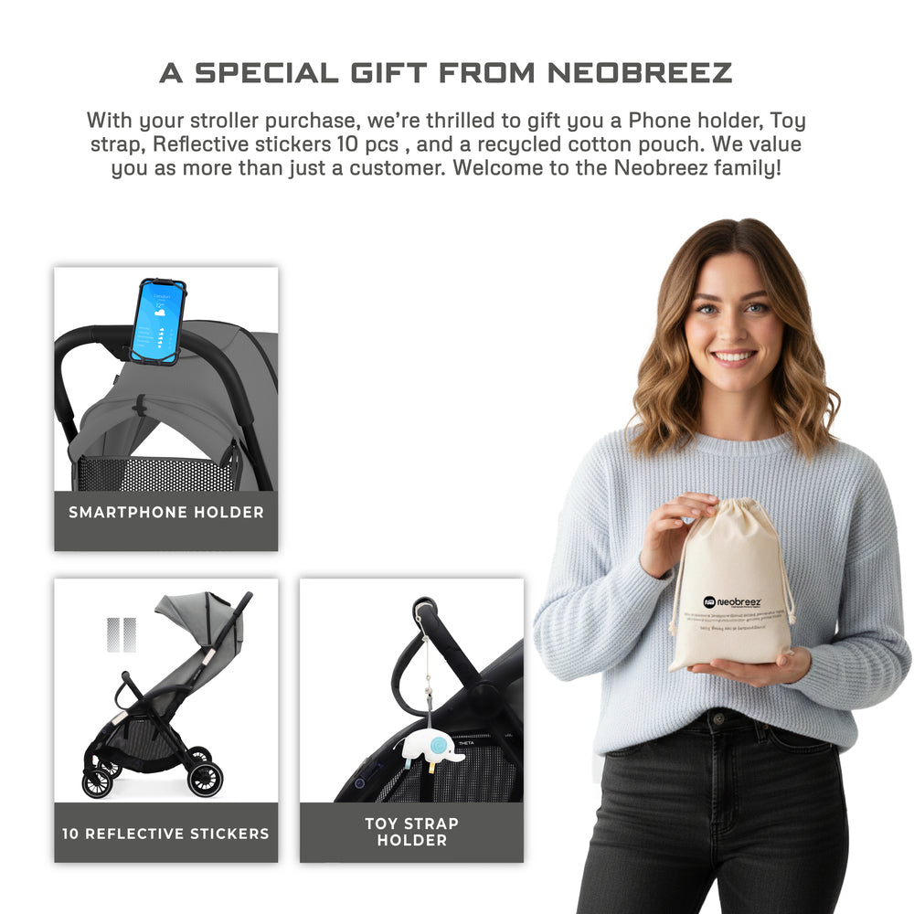 Neobreez Theta Auto Fold Compact Lightweight Travel Stroller Grey