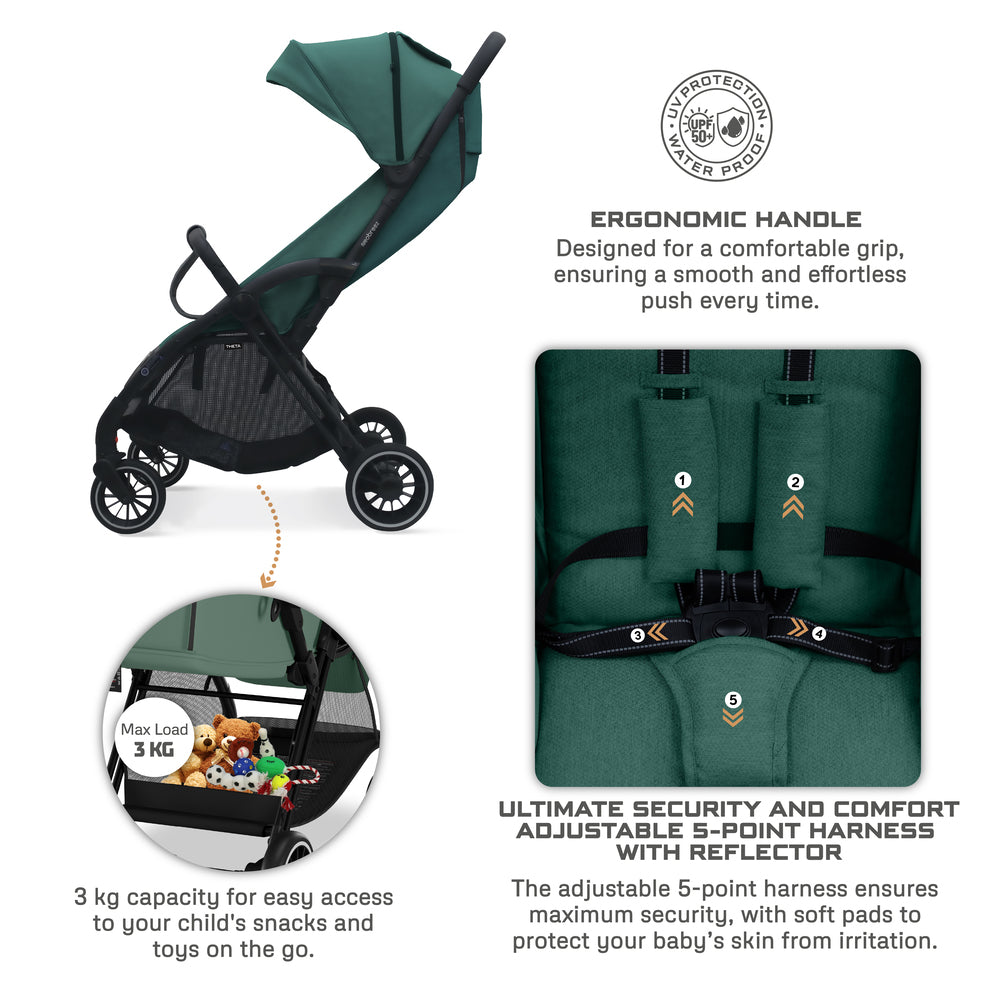 Neobreez Theta Auto Fold Compact Lightweight Travel Stroller Olive Green