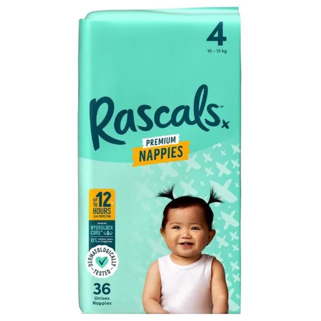 Rascals Premium Baby Diapers - Size 4 - 10-15kg - 36Pcs