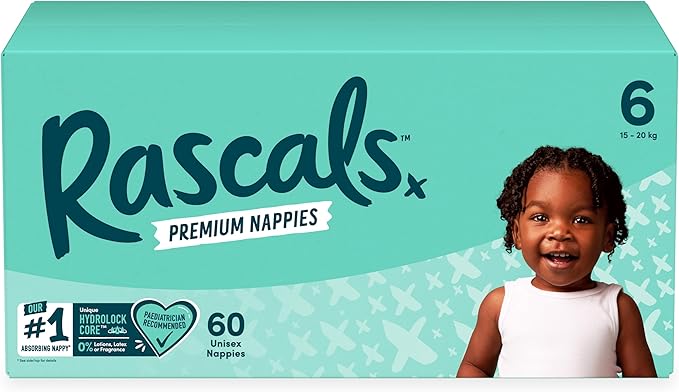 Rascals Premium Baby Diapers Jumbo Box - Size 6 - 15-20kg - 60Pcs