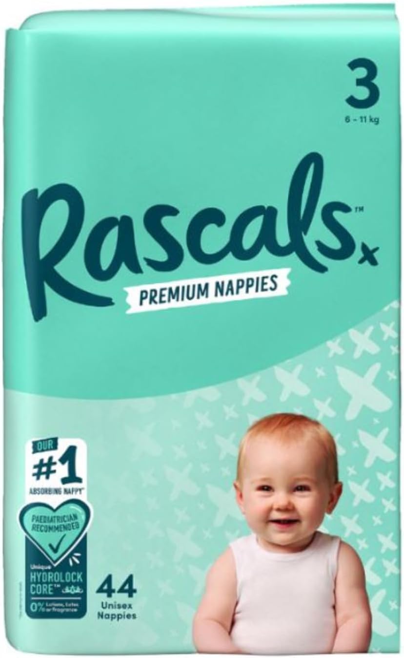 Rascals Premium Baby Diapers - Size 3 - 6-11kg - 44Pcs