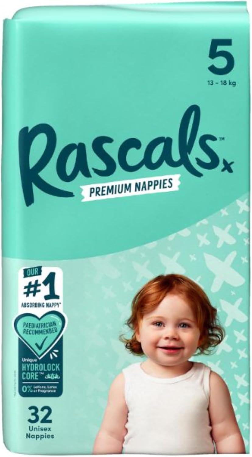 Rascals Premium Baby Diapers - Size 5 - 13-18kg - 32Pcs