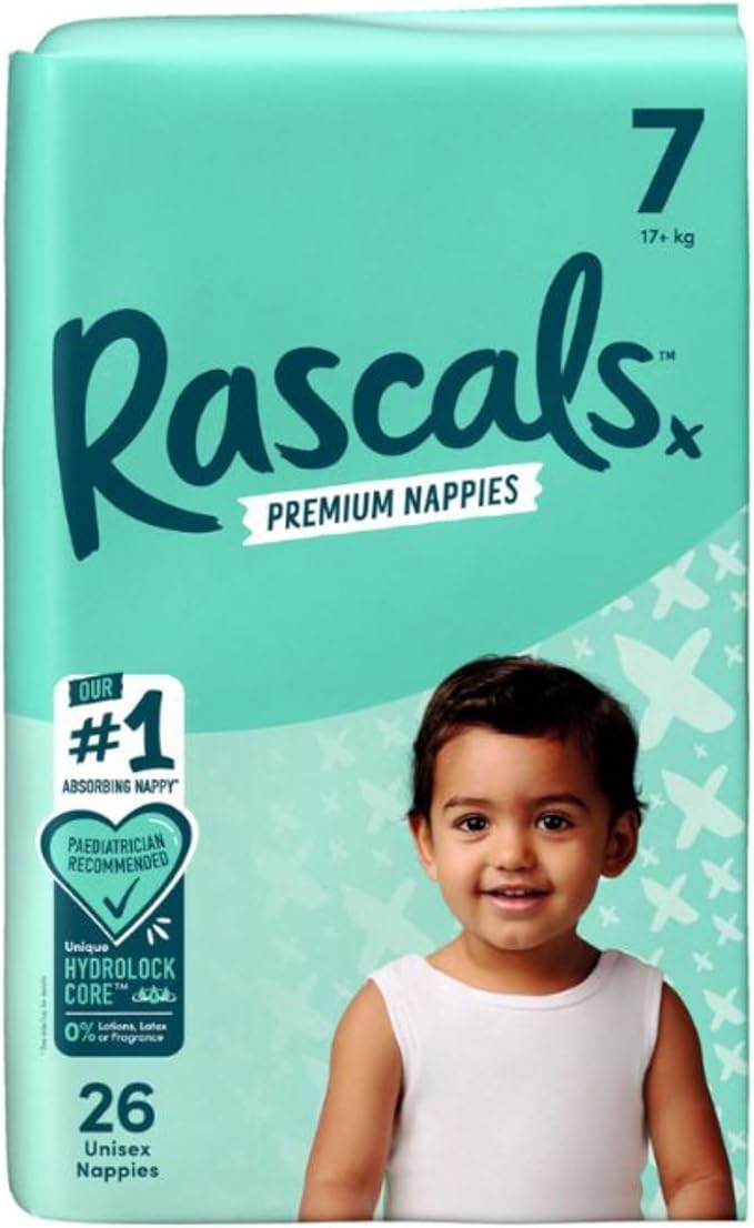 Rascals Premium Baby Diapers - Size 7 - 17+kg - 26Pcs