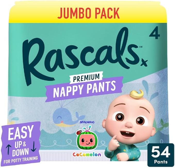 Rascals  Easy Pull Up Design Training Diaper Pants Cocomelon Edition Size-4-10-15kg Jumbo Box 54Pcs