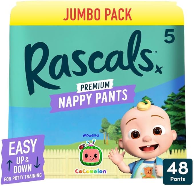 Rascals  Easy Pull Up Design Training Diaper Pants Cocomelon Edition Size-5-13-18Kg Jumbo Box 48Pcs