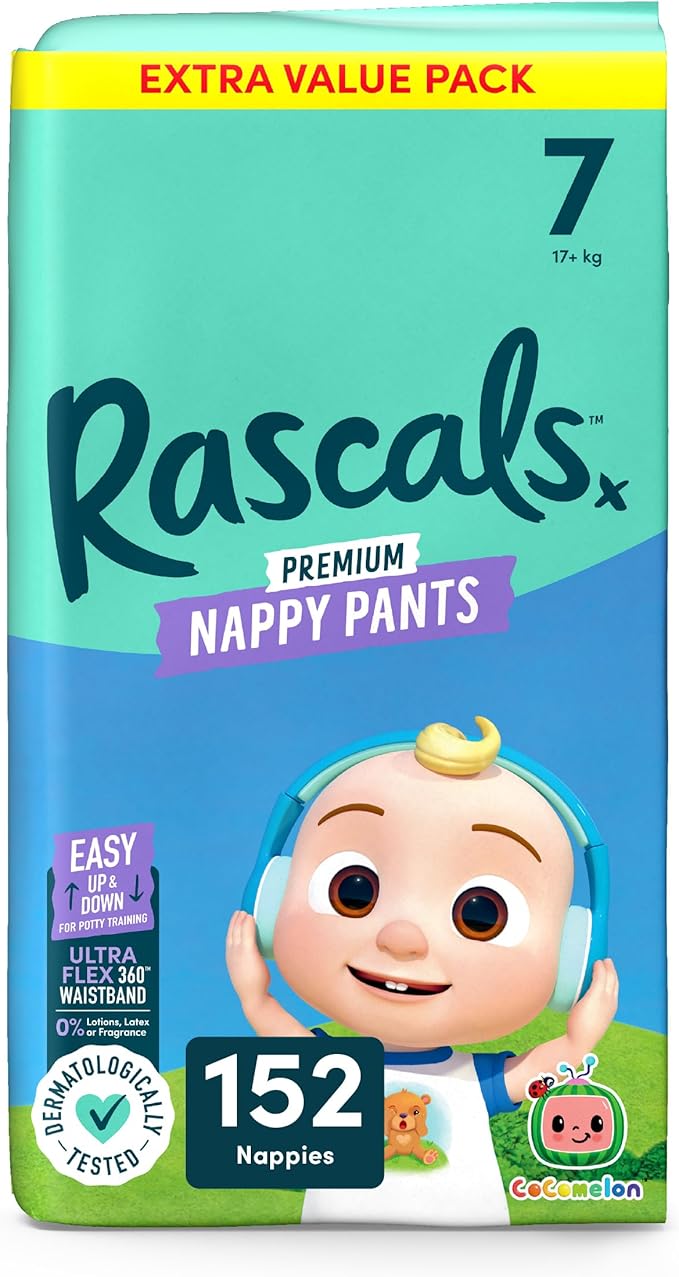 Rascals  Easy Pull Up Design Training Diaper Pants Cocomelon Edition Size-7- 17+Kg Jumbo Box 152Pcs