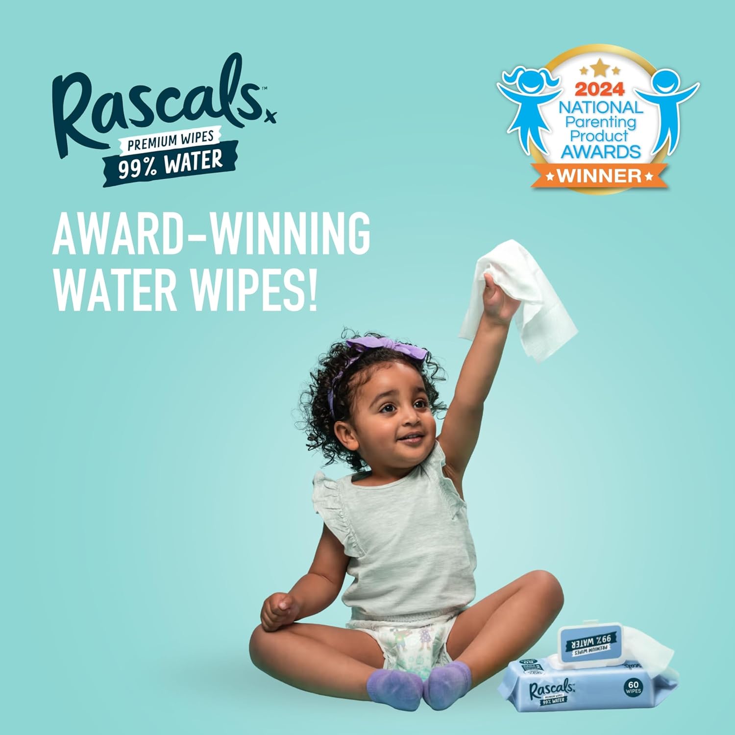 Rascals Premium Water Wipes Pack of 216 (72 x 3)