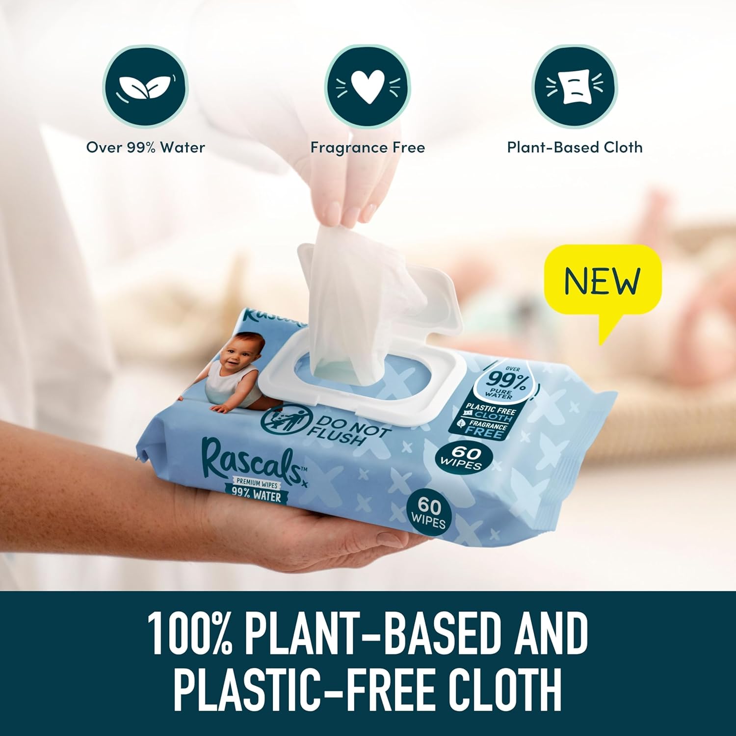 Rascals Premium Water Wipes Pack of 216 (72 x 3)
