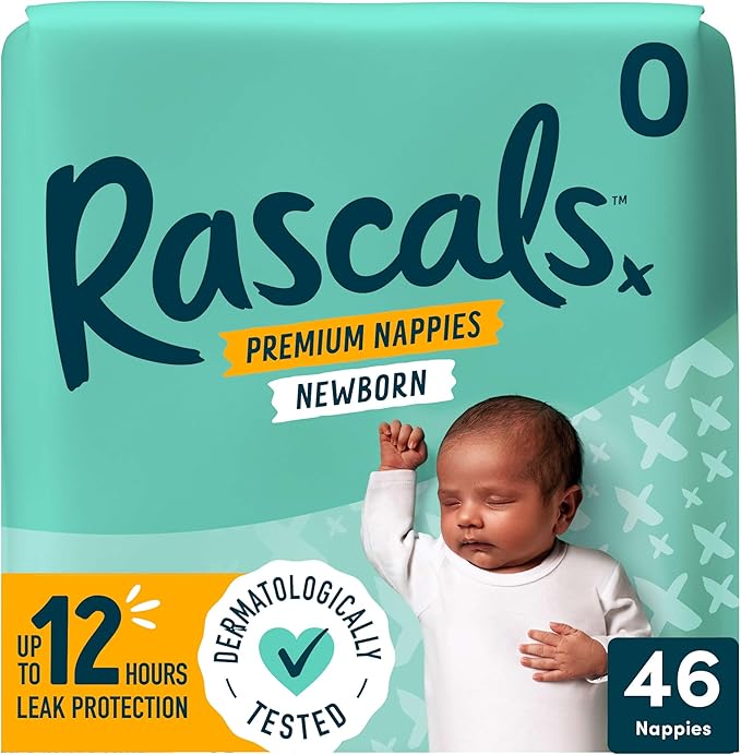 Rascals Premium Newborn Diapers - Size 0 - 1-4kg - 46Pcs