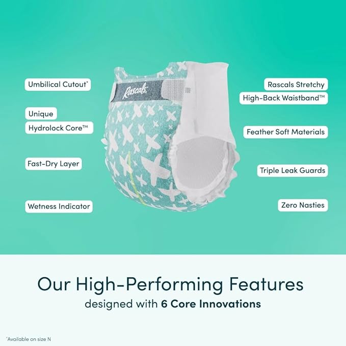 Rascals Premium Newborn Diapers - Size 0 - 1-4kg - 46Pcs