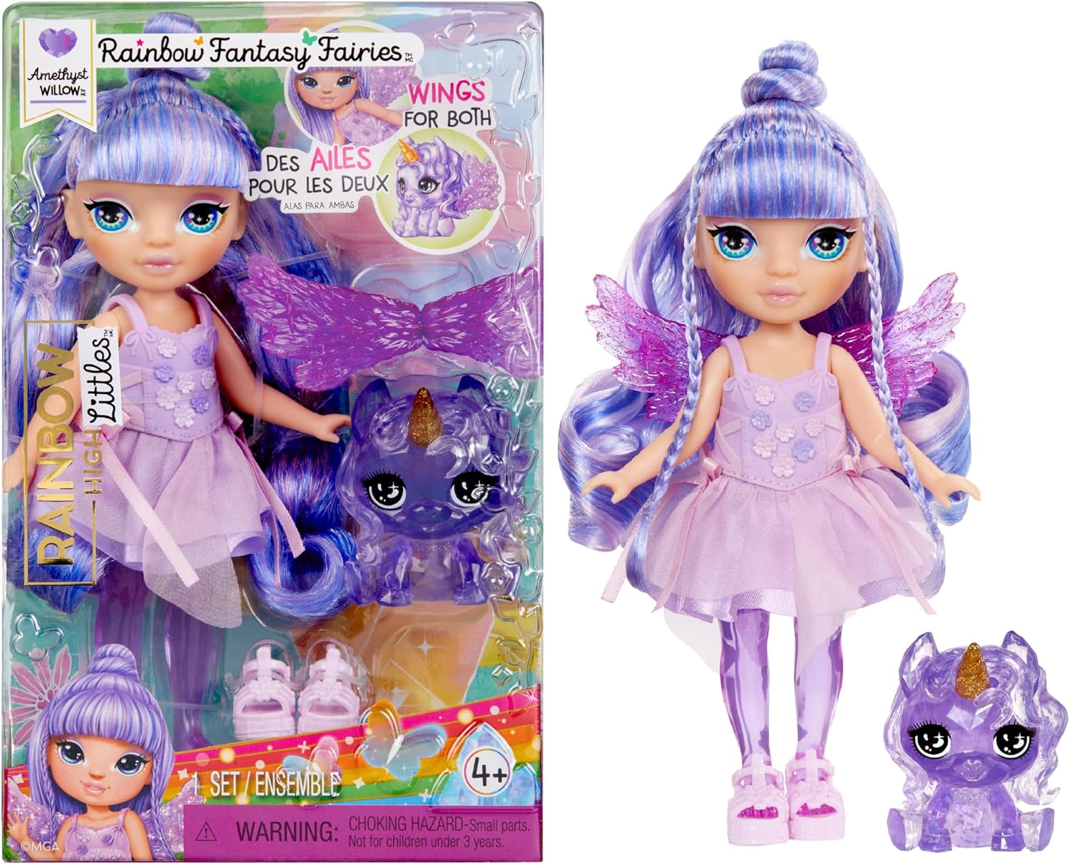 Rainbow High Littles Rainbow Fantasy Fairies and Pet Amethyst 5.5Inch