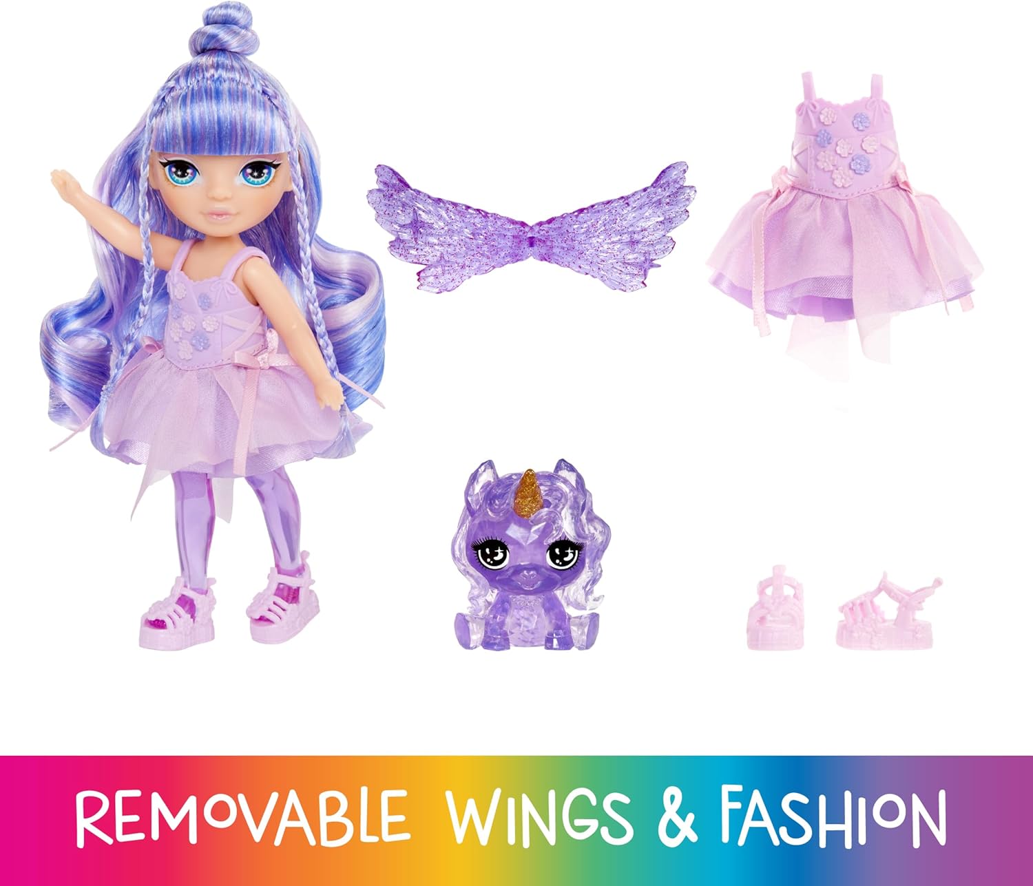 Rainbow High Littles Rainbow Fantasy Fairies and Pet Amethyst 5.5Inch