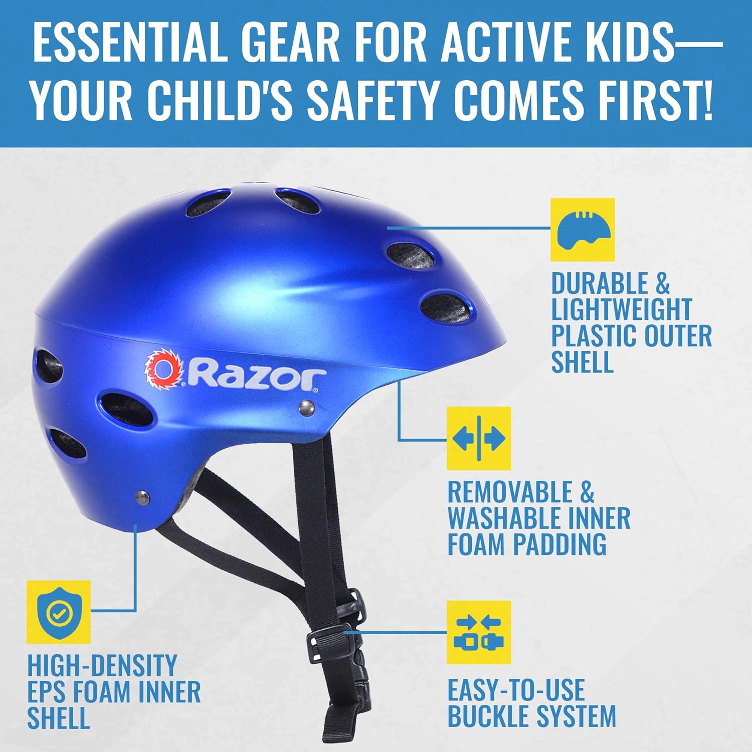 Razor Child Helmet Satin Blue V17 RAZOR Yallatoys